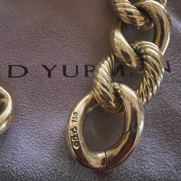 David Yurman 18K YG Jumbo Large Cable Curb Oval Link Bracelet 57 Grams!! Heavy - Picture 8 of 16